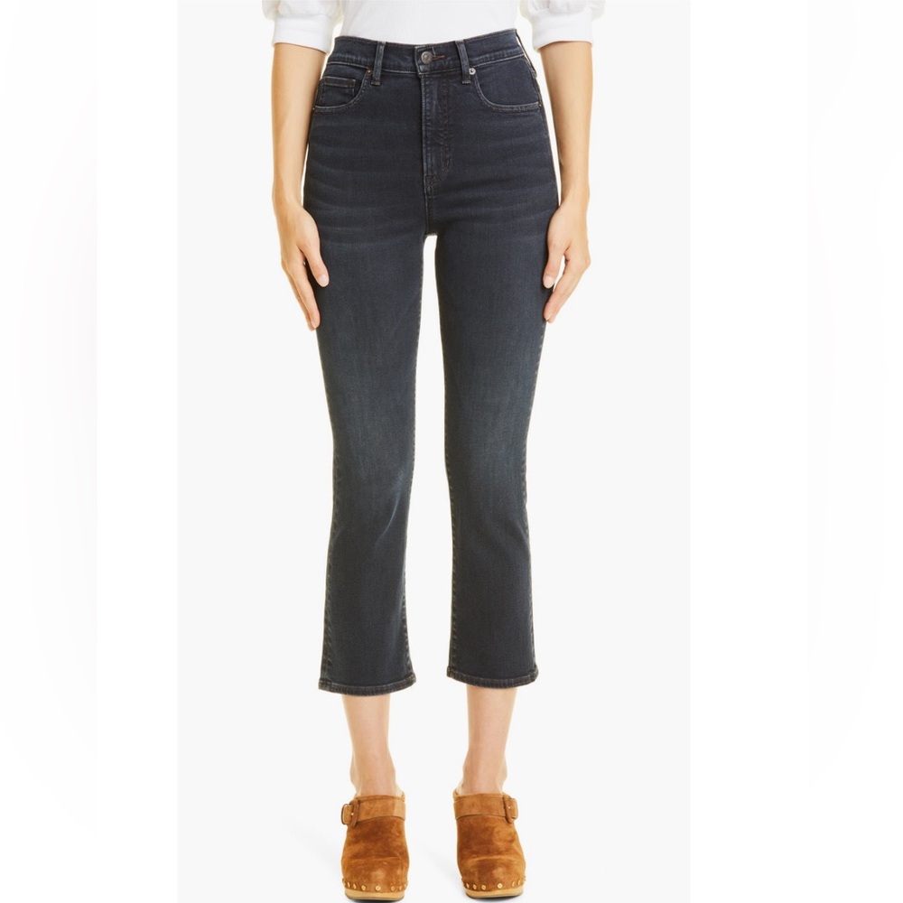 Veronica Beard Carly High Waist Kick Flare Jeans, Dark Ink, size 26